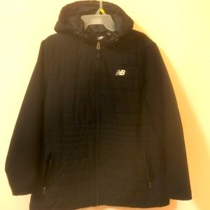 Like New NEW BALANCE BLACK JACKET WITH HOOD WARM AND COZY BEST FOR THIS WINTER